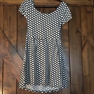 Open back black and white polka dot dress